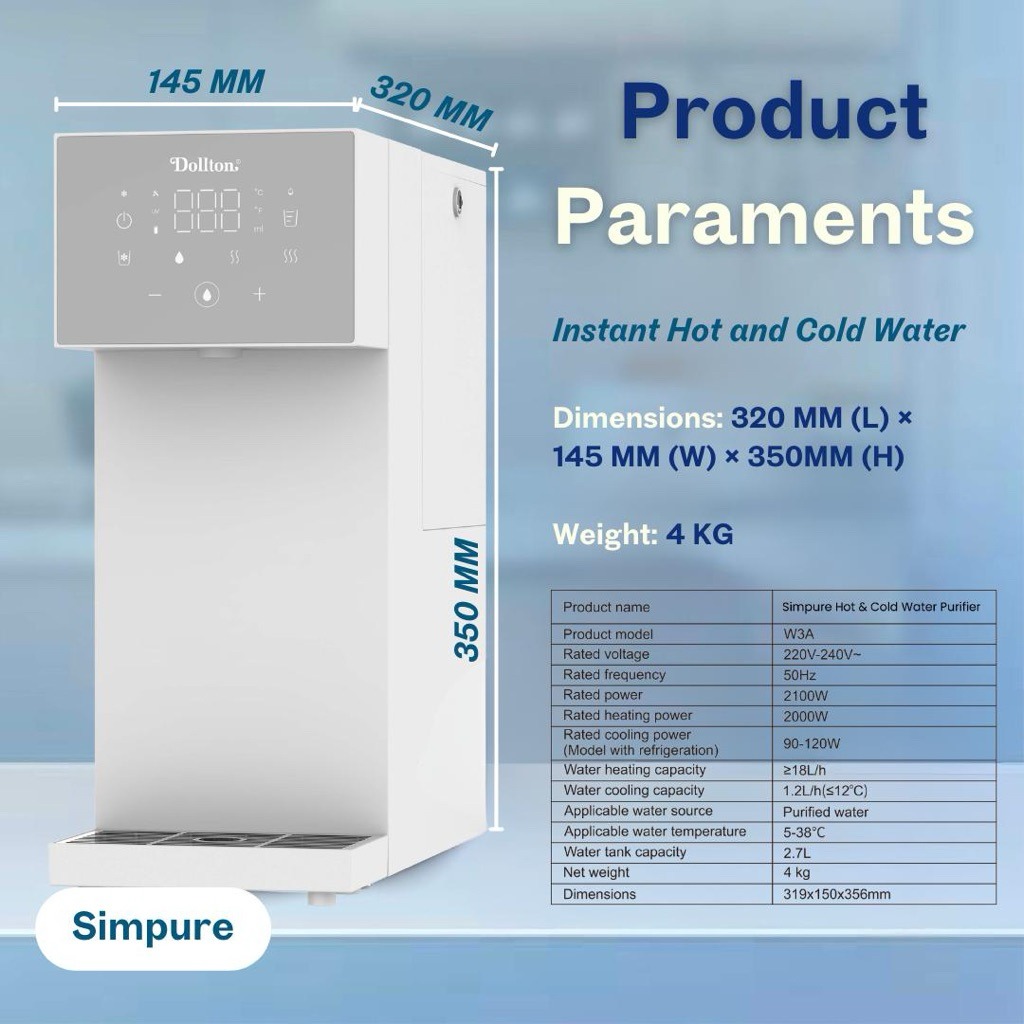 Dollton Simpure Smart Mini Hot & Cold Water Purifier System With HALAL - Image 5